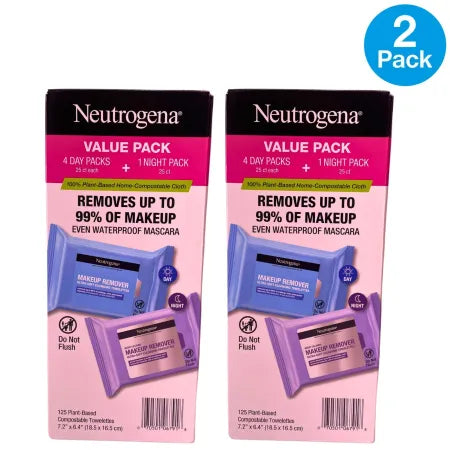 Neutrogena Makeup Remover Towelettes 125ct 2-Pack - Micellar Water Formula