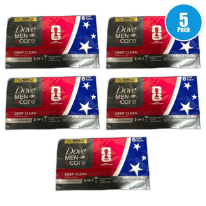 Dove Men+Care 6 Bar Pack Deep Clean Exfoliating 3.75oz Pack of 5 New