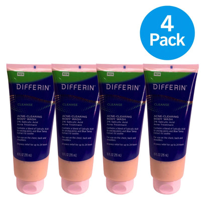 Differin Acne-Clearing Body Wash 2% Salicylic Acid 10oz 4 Pack New