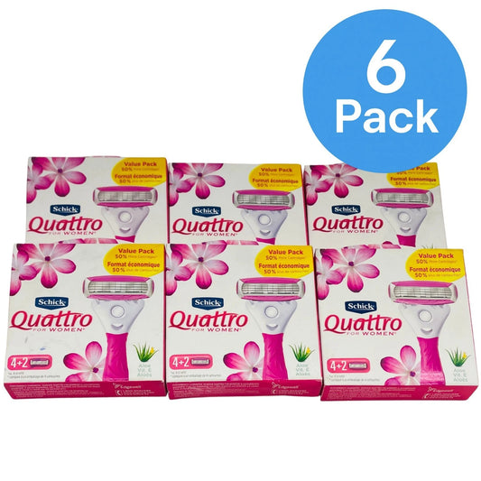 Schick Quattro for Women 4+2 Razors Cartridges – 6 Pack – New