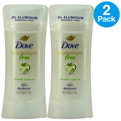 Dove Aluminum Free Cucumber and Green Tea Deodorant Stick 2.6 oz 2 Pack Bundle