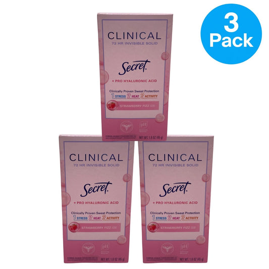 Secret Clinical 72HR Invisible Solid Deodorant 1.6oz 3 Pack New Exp 05/27