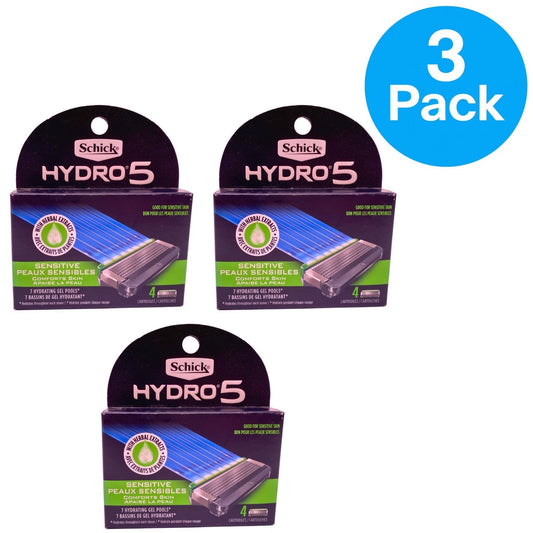 Schick Hydro 5 Sensitive Razor Blade Refills 4 Count 3 Pack Bundle New