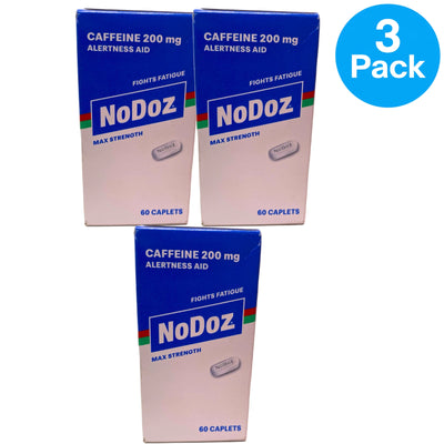 NoDoz Max Strength Caffeine 200 mg Alertness Aid 60 Caplets 3 Pack Exp 04/27