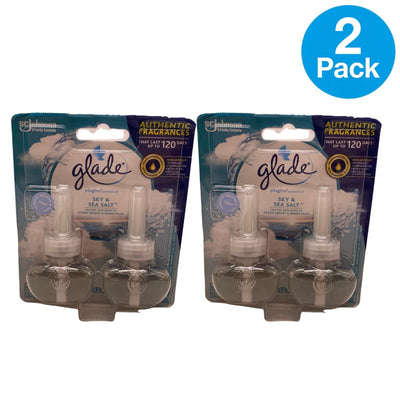 Glade PlugIns Sky & Sea Salt Scented Oil Refills 2 Pack New