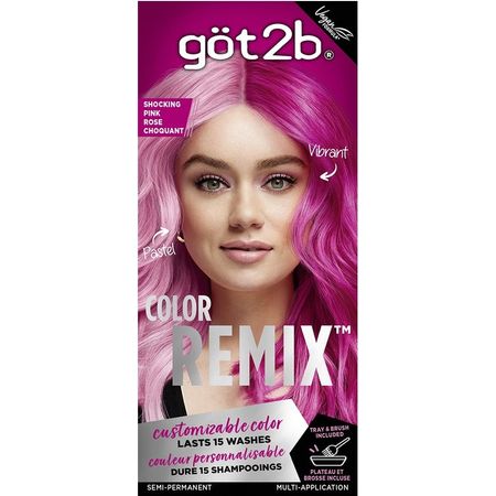 Got2b Color Remix, Customizable Semi-Permanent Hair Color, 093 Shocking Pink, 1 Application