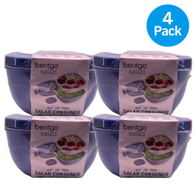 Bentgo Salad All-in-One Salad Container Purple Leak-Proof Lunch Box 4 Pack New