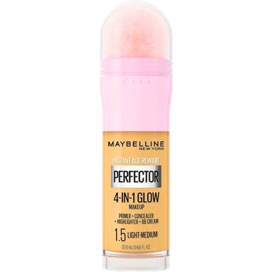 Maybelline Instant Age Rewind Perfector 4-In-1 Glow Makeup 1.5 Light Medium, 0.68oz - 1 Pack