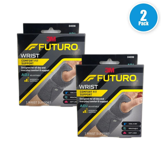 3M Futuro Wrist Comfort Brace Moderate Support Adjustable Sport Pack of 2 New