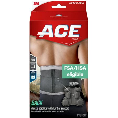 ACE™ Brand Deluxe Back Stabilizer with Lumbar Pad, Adjustable