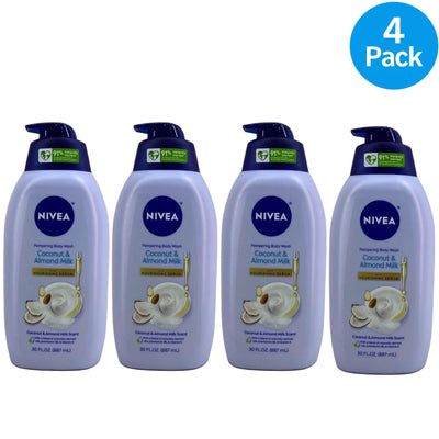 Nivea Coconut & Almond Milk Body Wash 30 Oz 4 Pack New