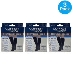 Copper Fit Hydrating Compression Socks S/M 3 Pack New