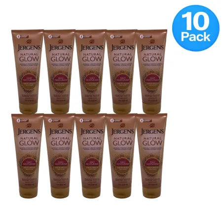 Jergens Natural Glow Daily Moisturizer 7.5 oz bottles 10 pack bulk set