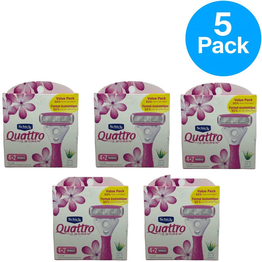 Schick Quattro for Women Razor Blade Refills 6 Count 5 Pack Value Bundle New