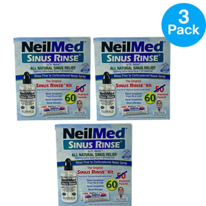 NeilMed Sinus Rinse Original Kit Squeeze Bottle & 60 Premixed Packets 3 Pack