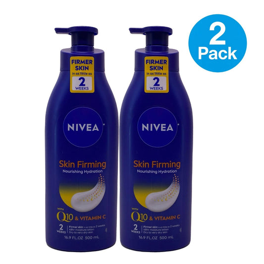 Nivea Skin Firming Lotion Q10 Vitamin C 16.9 fl oz 2 Pack New