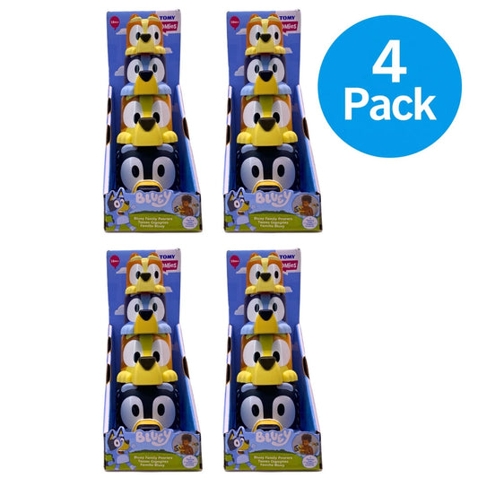 Bluey Family Pourers Bath Toy Set with TOMY Toomies stacking cups, 4-pack bundle for bathtub play