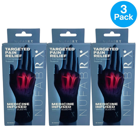 Nufabrx Targeted Pain Relief Medicine Infused Wrist Sleeve Capsaicin Black One