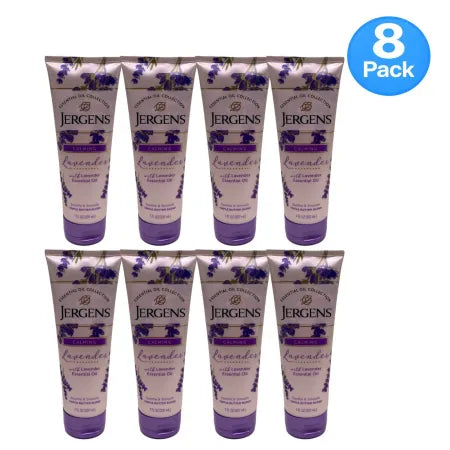Jergens Calming Lavender Body Butter 7 oz jar in 8 pack box with purple lavender design label
