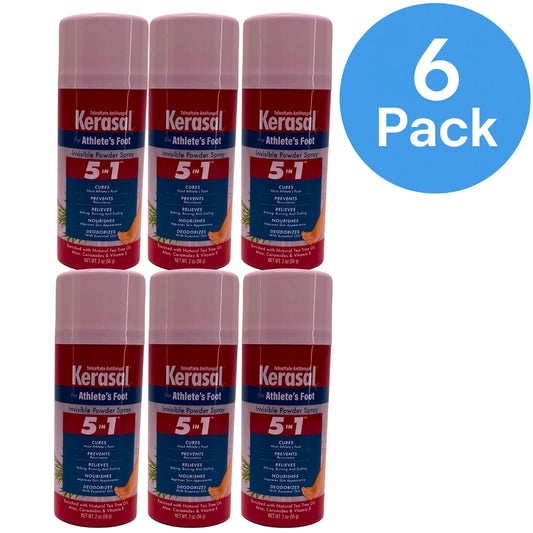 Kerasal Athlete's Foot 5-in-1 invisible powder spray antifungal treatment bottle