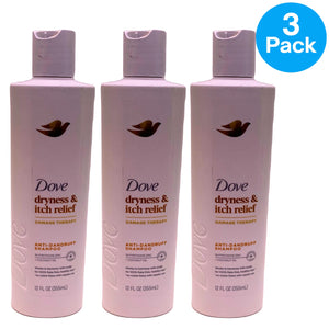 Dove Dryness & Itch Relief Anti-Dandruff Shampoo Coconut Oil 12 fl oz 3 Pack Bun