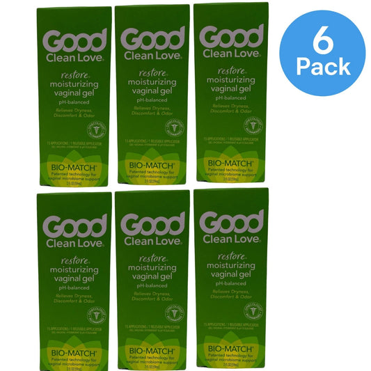 Good Clean Love Restore Vaginal Gel 2 oz bottle in 6 pack bundle for vaginal moisture and pH balance