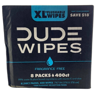 Dude Wipes XL Flushable Wet Wipes Fragrance Free 8 Packs 400ct Total Sam's Club