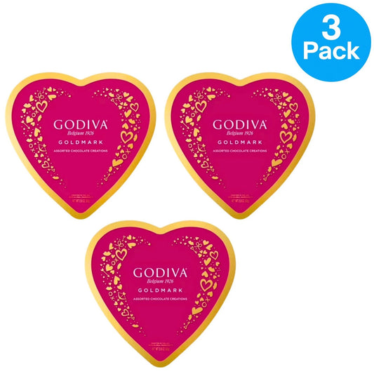 Godiva Goldmark Assorted Chocolate Creations 2.9 oz 3 Pack box with premium dark and milk chocolates
