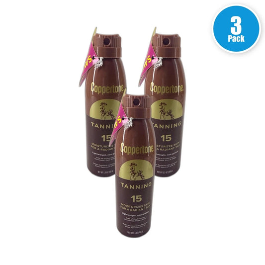 Coppertone Tanning Sunscreen Spray Water Resistant SPF15 Exp 05/27 Pack of 3 New