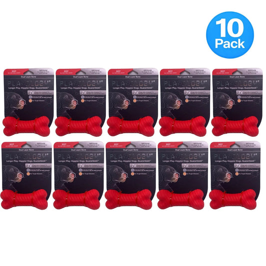 Playology Dual Layer Beef Scent Dog Bone Medium 10 Pack New
