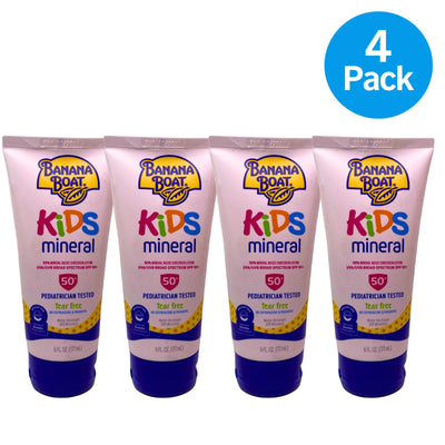 Banana Boat Kids Mineral Sunscreen Lotion SPF 50+ 6 fl oz 4 Pack New Exp 07/27