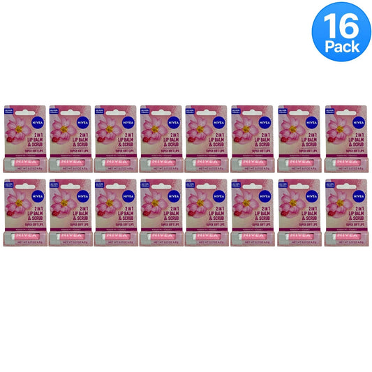 Nivea Rosehip Oil Lip Balm & Scrub 0.17 Oz 16 Pack New