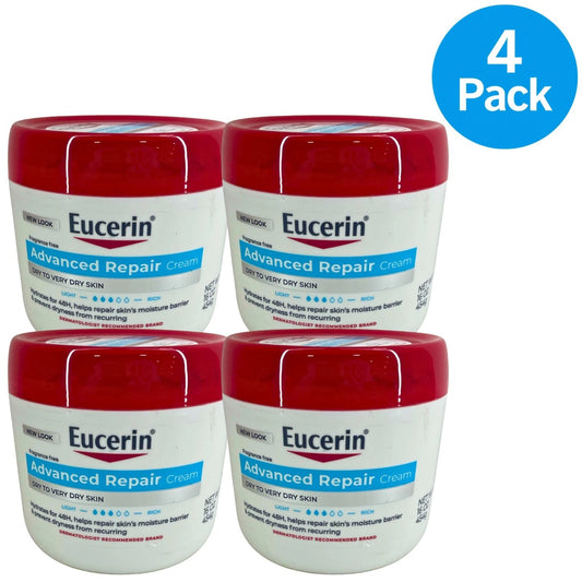 Eucerin Advanced Repair Cream Dry to Very Dry Skin 16oz 4 Pack New
