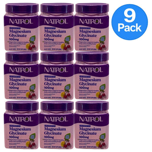 Natrol Magnesium Glycinate 100mg Cherry Lemon 30ct 9 Pack New Exp 02/2027