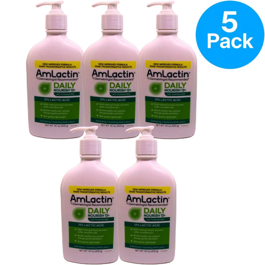 AmLactin Daily Nourish 12% Lactic Acid Lotion Dry to Rough Skin 14.1oz 5 Pack