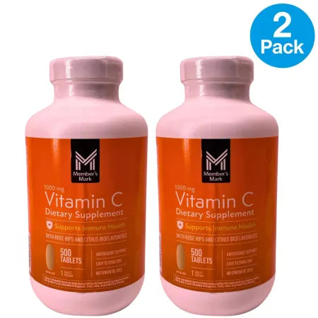 Member's Mark Vitamin C 1000mg supplement tablets 500 count 2 pack bottle