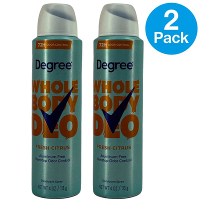 Degree Whole Body Deodorant Spray Fresh Citrus 4 OZ 2 Pack New