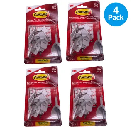 3M Command Small Hooks Multi Pack 4 pack 0.5lb white damage-free adhesive hooks