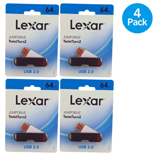 Lexar JumpDrive TwistTurn2 64GB USB 2.0 Flash Drive Swivel 4 Pack New