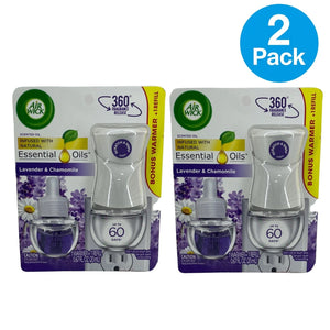 Air Wick Lavender & Chamomile Plug In Warmer + Refill 2 Pack New