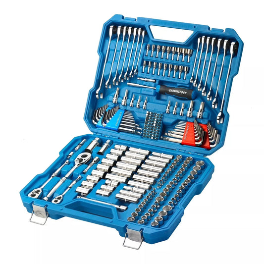 Channellock 225-piece professional mechanic's tool set with wrenches, sockets, and accessories