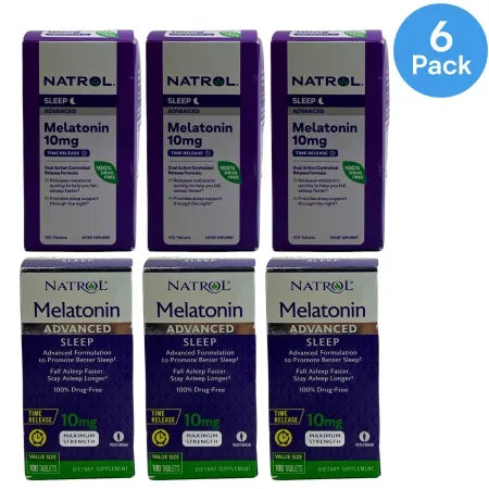 Natrol Melatonin 10mg Time Release Sleep Aid 100 Tablets 6 Pack Exp 07-31-2026