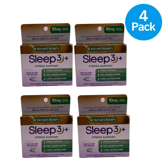 Nature's Bounty Sleep3+ Stress Support 10mg tablets 4 pack box expires 02/27
