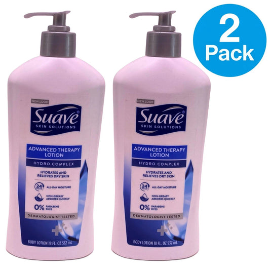 Suave Advanced Therapy Body Lotion Hydro Complex for Dry Skin 18oz 2 Pack Bundle