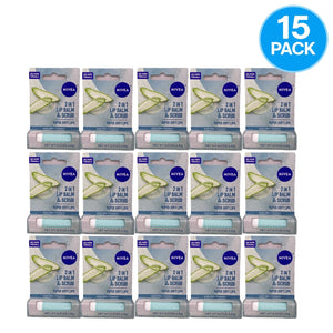 NIVEA 2 in 1 Lip Balm & Scrub Aloe Vera 0.17 oz 15 Pack New