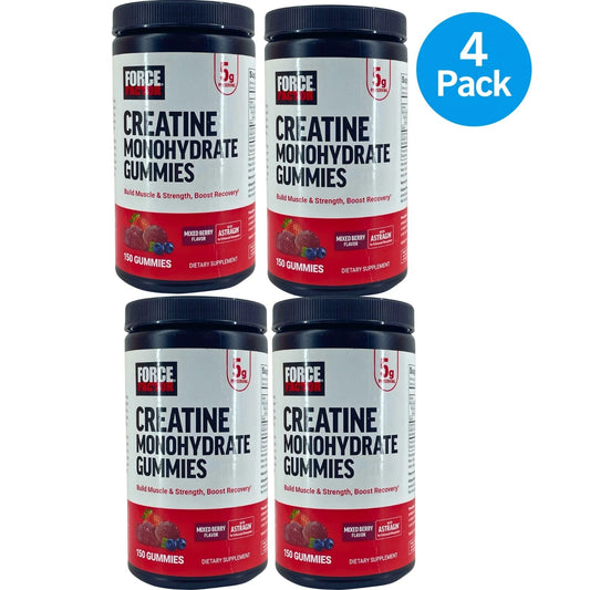 Force Factor Creatine Monohydrate Gummies Mixed Berry 150 Ct 4 Pack Exp 12/27