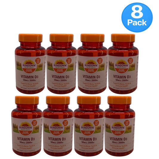 Sundown Naturals Vitamin D3 2000 IU softgel capsules 350 count 8 pack bundle