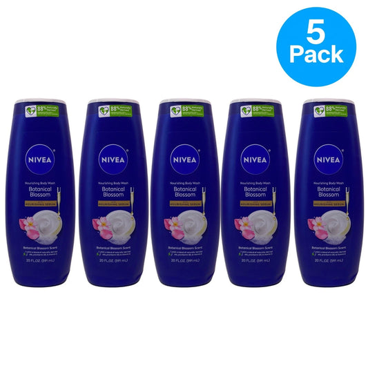 NIVEA Botanical Blossom Nourishing Body Wash 20 fl oz 5 Pack New