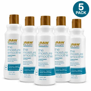 Raw Sugar Moisture Smoothie Conditioner 5-pack with coconut, agave, and sweet almond milk bottles