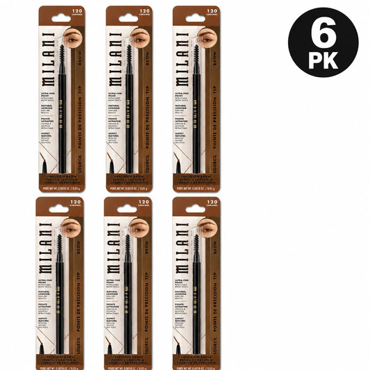 Milani Precision Brow Pencil 120 Caramel Ultra-Fine Eyebrow Pencil 6 Pack